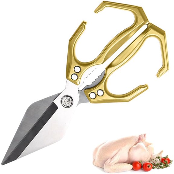 Heavy-Duty Multifunctional Stainless Steel Kitchen Shears - Ergonomic Handle, Culinary Scissors for Chicken Meat Seafood Bone Cutting & Everyday Cooking