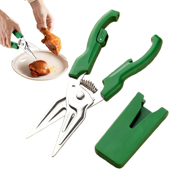 Heavy Duty Multifunctional Stainless Steel Kitchen Shears, Ergonomic Non-Slip Comfort Grip Cooking Scissors, Multipurpose Cutlery Scissor for Chicken Bone, Meat, Seafood, Herb & Nut Cracking