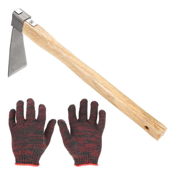 Heavy Duty Narrow Hoe, 15.4 Inches Stainless Steel Mattock with Garden Hoe for Digging, Weeding, and Planting, Gardening Tool with Wooden Handle