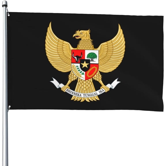 Heavy Duty National emblem of Indonesia Garuda Pancasila Flag 4x6 Ft Durable Outdoor Banner Home Party Welcome Flag Patio Decor Flag