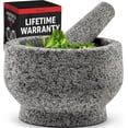 Heavy Duty Natural Granite Extra Large Mortar and Pestle Set, Stone ...