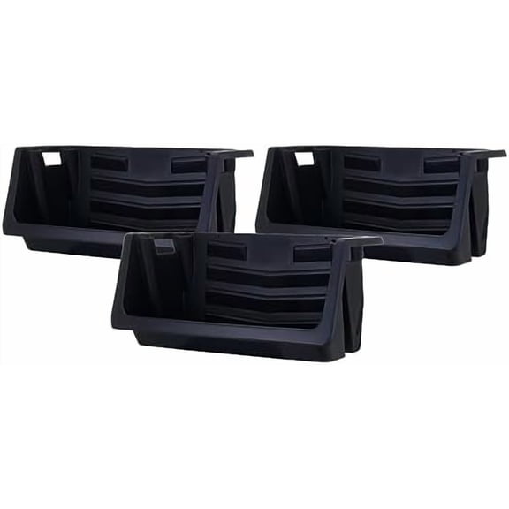 Heavy Duty Nesting Stack Bins, Pack of 3, Extra-Large Handles, Wide Front Opening, Interlocking, Stack Vertically, Holds Up To 100 Pounds, Black