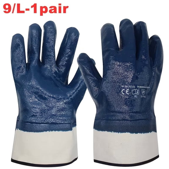 Heavy-Duty Nitrile Gloves Oil Chemical Resistant Wide Cuff for Lab Petrochemical Workers Industrial Safety 1 Pair