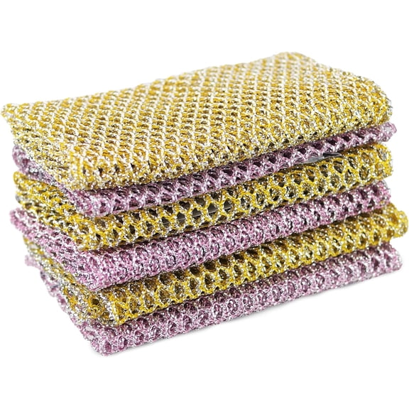 Heavy Duty Non-Scratch Dish Scrubbers for Cleaning Dishes & Pots (6Pcs) - Replace Kitchen Sponges Dishwashing with Our Scouring Pads Try Alternative Washing Scrub