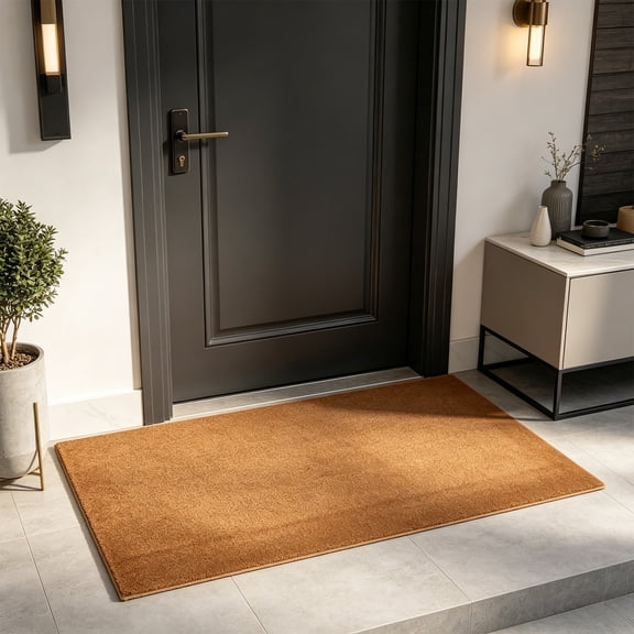 Heavy Duty Non Slip Entryway Mat For Indoor Outdoor - 40x60cm Polypropylene Door Mat With Natural Coir Look Brown