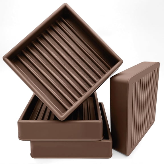 Heavy Duty Non Slip Furniture Pads, 2" x 2" Brown Square Rubber Furniture Cups (Set of 4), No Adhesive Furniture Stoppers for Hardwood Floors, Couch & Bed Anti Slide Floor Protectors