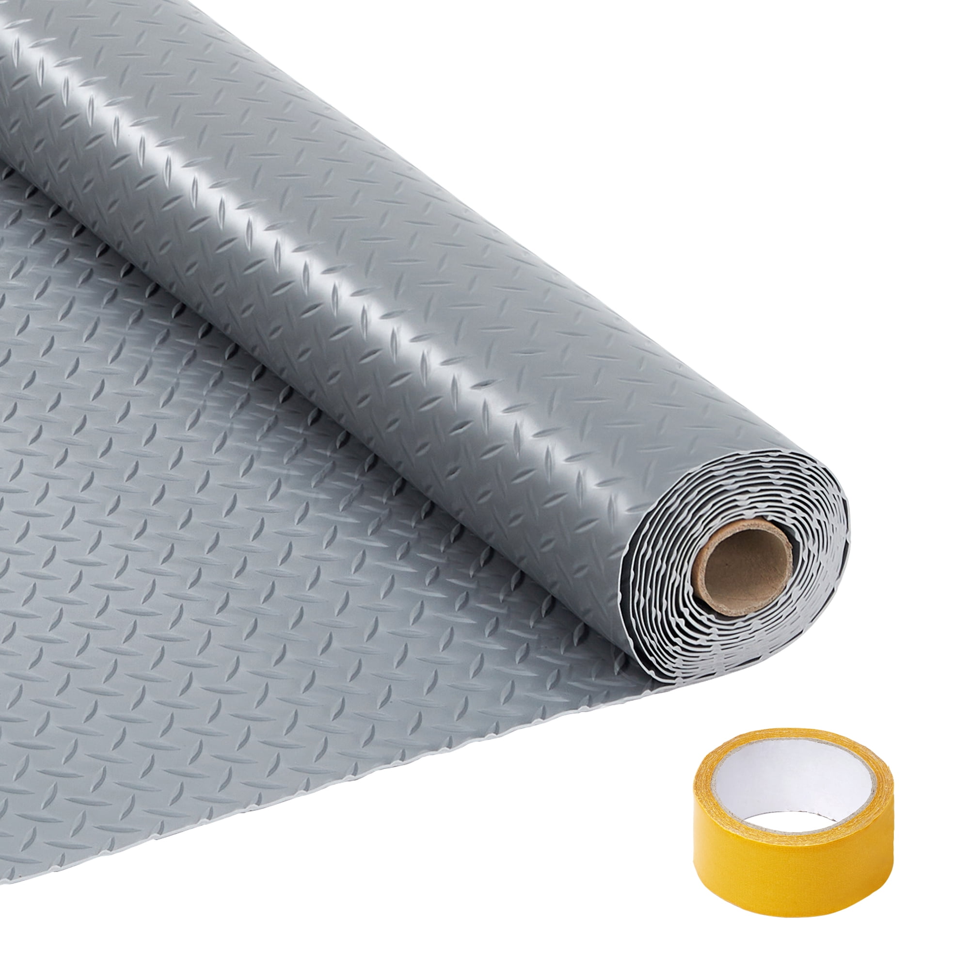 Heavy-Duty Non-Slip Garage Floor Mat for Cars, SUVs, Trucks, Gym, Workshop – 2.8mm Thick Diamond Plate PVC Rubber Roll – Durable Garage Floor Covering – 8x20 FT, Gray