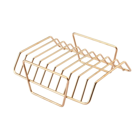 Heavy-Duty Non-Stick Roasting Rack for Turkey & Ribs, 2-in-1 V-Shape Smoker Grill Insert, Oven-Safe Coated Steel, Dishwasher Safe(Champagne)