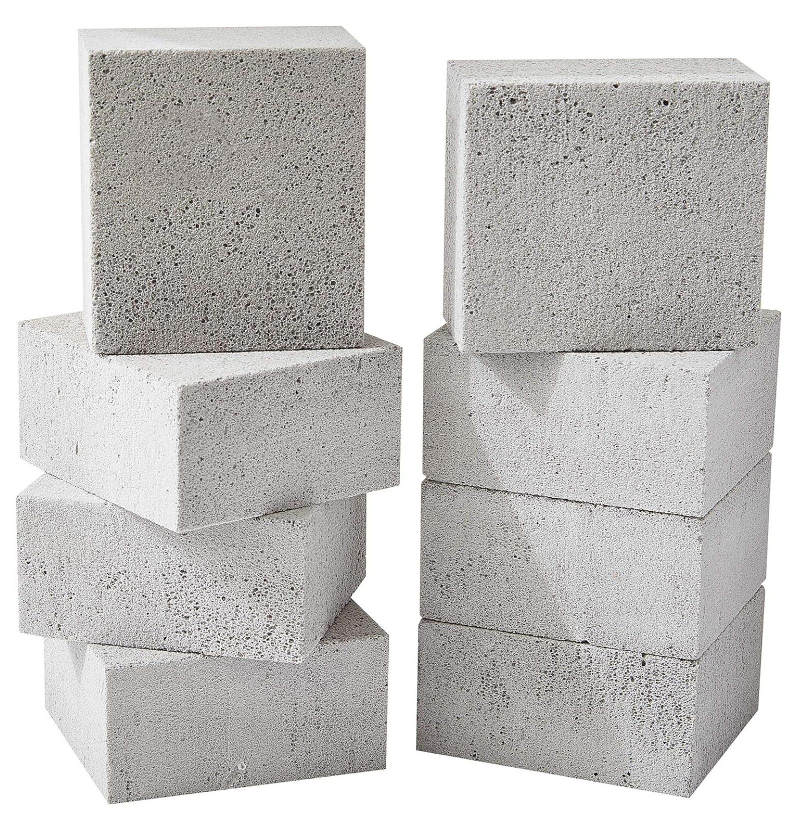 Heavy Duty, NonToxic Grey Grill Brick Cleaner 8 Pack. Reusable Chemical BBQ Pumice Cleaning