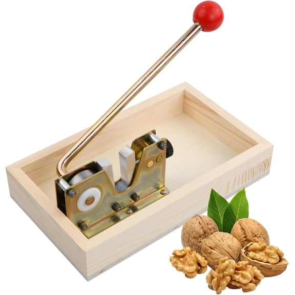 Heavy Duty Nut Cracker for All Nuts Manual Nutcracker with Wooden Base, Effort Saving Nut Breaking Machine for Easy & Clean Opening Pecans Almonds Hazelnuts Brazil Nuts Macadamia Chestnut Black Walnu