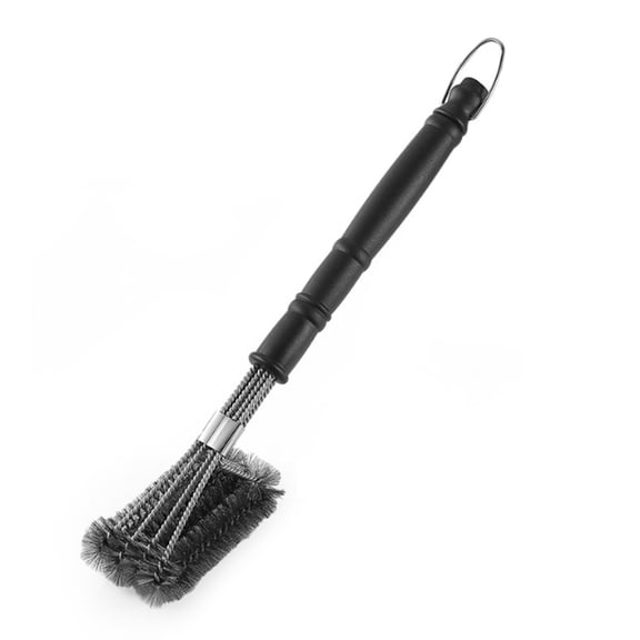 Heavy-Duty Nylon BBQ Brush: 3-Sided, Compact, Cleans Cool Grates Thoroughly