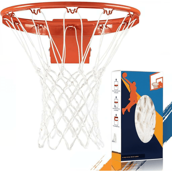 Heavy Duty Nylon Basketball Net Replacement with 12 Loops for Standard 18 Inch Rims White 4 PCS