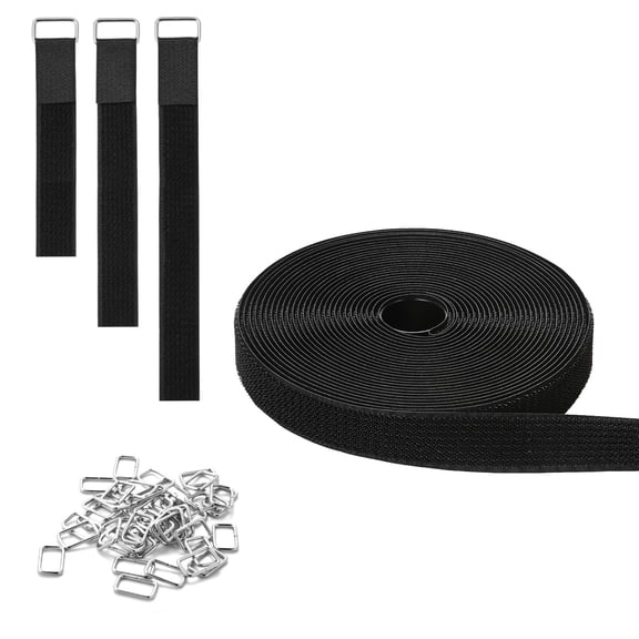 Heavy Duty Nylon Cable Straps with Metal Buckle 52.91LBS, Self-Adhesive Reusable Hook and Loop Tie Wraps for Cable Cord Hose Organization Storage