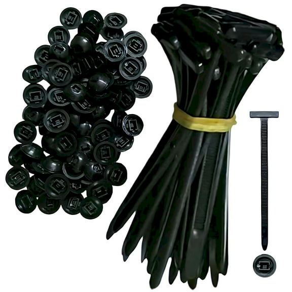 Heavy Duty Nylon Cable Tie Mount, 50 Pcs Zip Tie Holder with Pin, Push Mount Clips for Car Wire Management, Black Fasteners