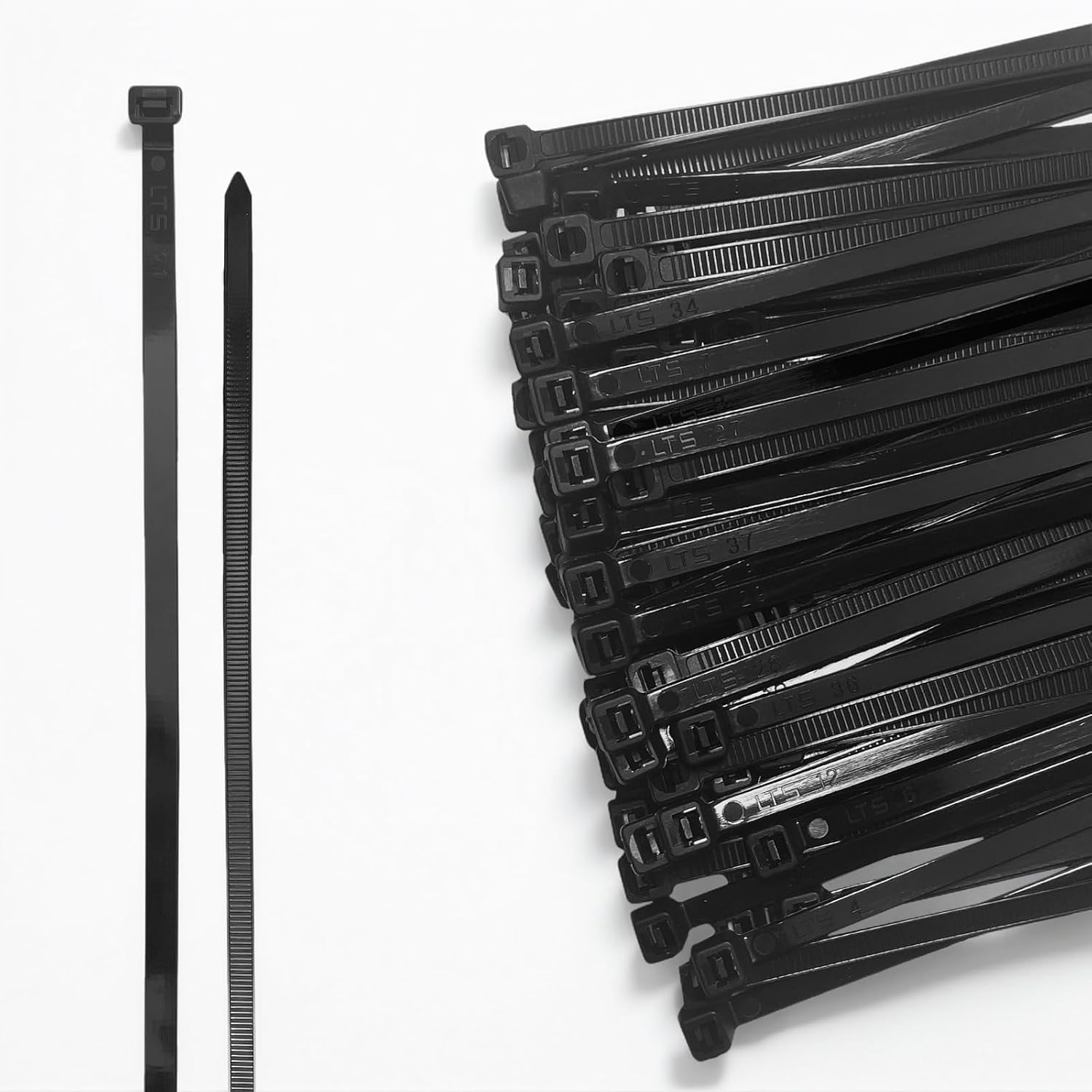 14-Inch Heavy-Duty Zip Ties - 100 Pack, 50lb Strength, UV Resistant Black Cable Ties For Indoor & Outdoor Projects