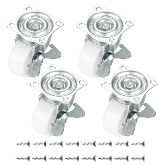 Heavy Duty Nylon Castors, 4 Pcs Swivel Caster Wheels with Double Ball Bearings - Max 80 Kg per Set