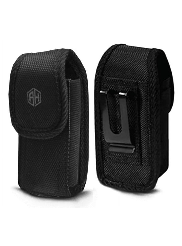 Heavy Duty Nylon Flip Phone Case,Rugged Pouch Holster Nylon Metal Clip Flip Phone Belt Case Fits Kyocera Cadence S2720, DuraXTP, DuraXV LTE, DuraXV Plus, DuraXE, Most Large FLIP Phones & Insulin Pumps