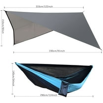 Heavy Duty Nylon Hammock with Mosquito Net and Rainfly - Blue for Camping, Backpacking, Hiking, Travel, Backyard, and
