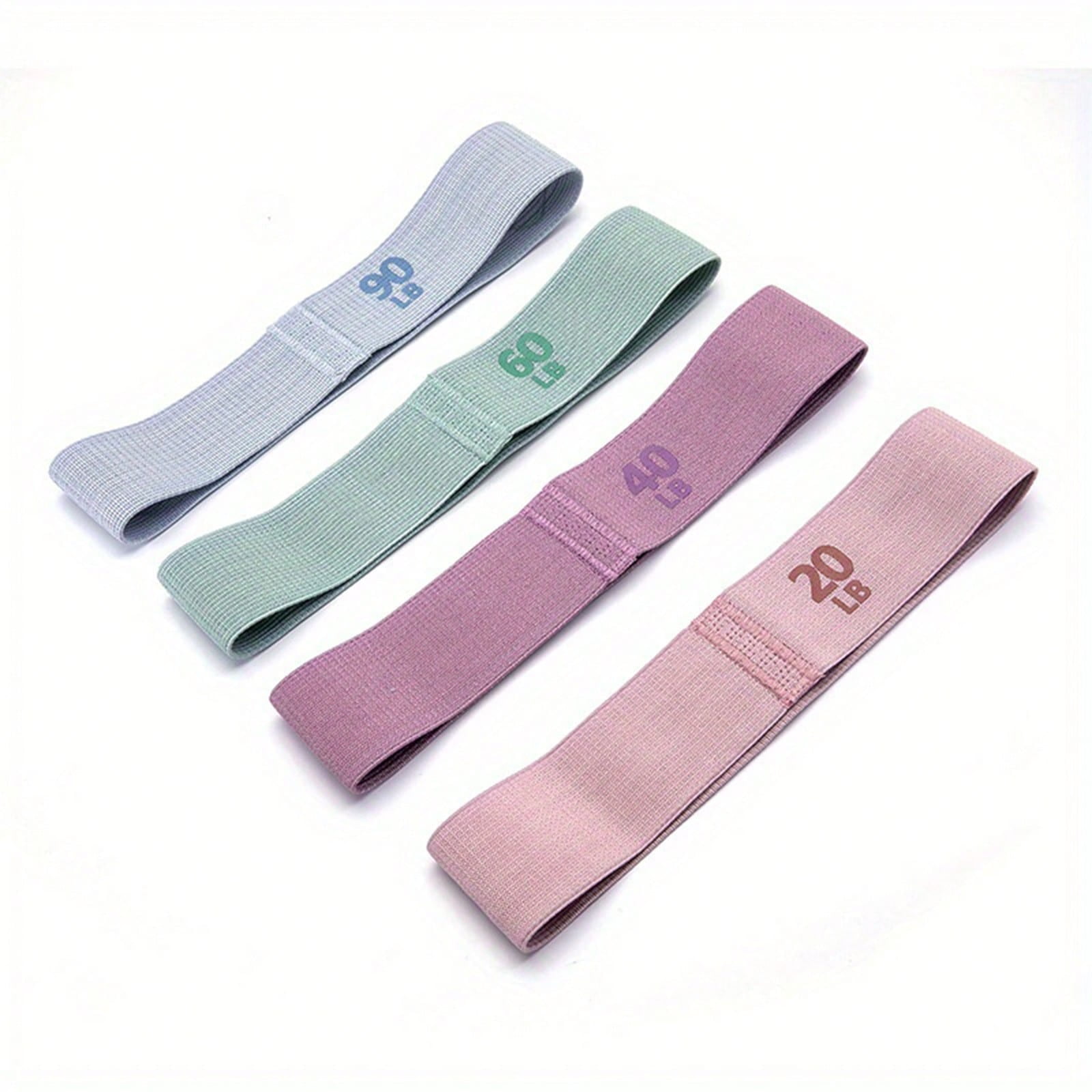 Heavy-Duty Nylon Resistance Bands, 4 Resistance Levels (20-90 LB), Multicolor, 4 Pack
