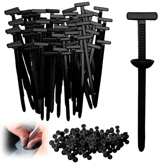 Heavy Duty Nylon Zip Ties with Pin & Button, UV Resistant T-Style Cable Buckles for Automotive Repair, Bumper, Fender & Engine Cover Fasteners