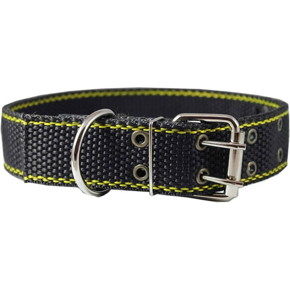 Heavy Duty Nylon and Leather Dog Collar 1.5" Wide. Fits 17"-24" Neck XLarge Cane Corso, Rottweiler, Mastiff