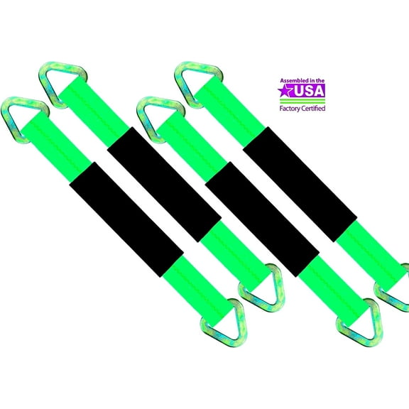 Heavy Duty Off-Road Axle Straps w/D Ring - Car Auto Hauler Tow Truck 4x4 Tie Down ATV UTV (Green, 24 Inch)