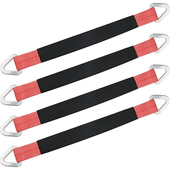Heavy Duty Off-Road Axle Straps w/D Ring - Car Auto Hauler Tow Truck 4x4 Tie Down ATV UTV (Red, 36 Inch)