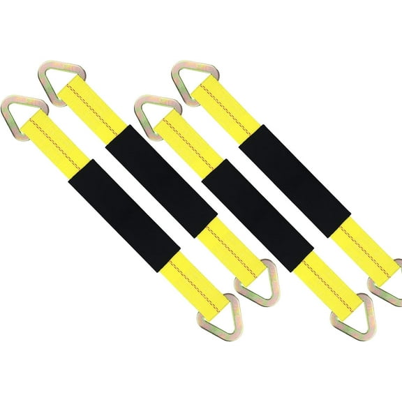 Heavy Duty Off-Road Axle Straps w/D Ring - Car Auto Hauler Tow Truck 4x4 Tie Down ATV UTV (Yellow, 36 Inch)