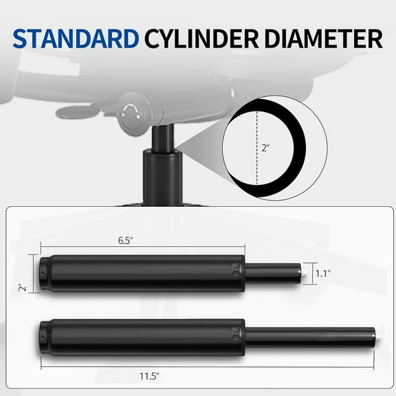Heavy Duty Office Chair Gas Lift Cylinder for Desk and Gaming Chairs - 500Lbs, 6.5in Length, 360  Rotation