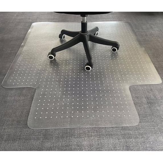 Heavy Duty Office Chair Mat for Carpeted Floors, 45x53 Inch Slip Resistant Under Desk Protector with Extended Lip for Easy Glide Rolling and Floor Protection