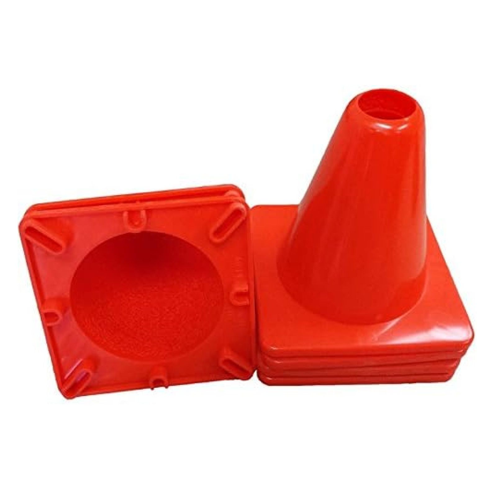 Heavy Duty Orange Rubber Cones (6 Qty) for Sport Safety Racing Traffic