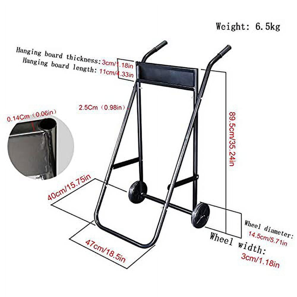 Heavy Duty Outboard Motor Stand Cart - Foldable Engine Trolley For Long/Short Shaft Motors Up To 30 HP, 110 Lbs Capacity