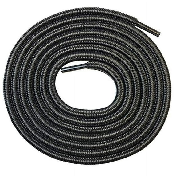 Heavy Duty Outdoor Black Gray Round Boot Laces Shoelaces Replacement for Hiking Motorcycle Boots