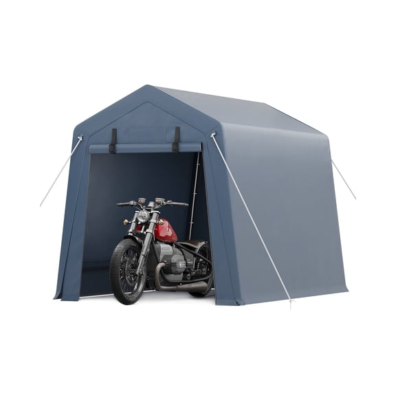 Heavy Duty Outdoor Canopy Shelter – Waterproof UV-Resistant Storage Tent with Roll-Up Zipper Door, Ventilated Windows, Sturdy Metal Frame – Ideal for Motorcycle, Bike, Car, Garden Tools – Grey, 6x6FT