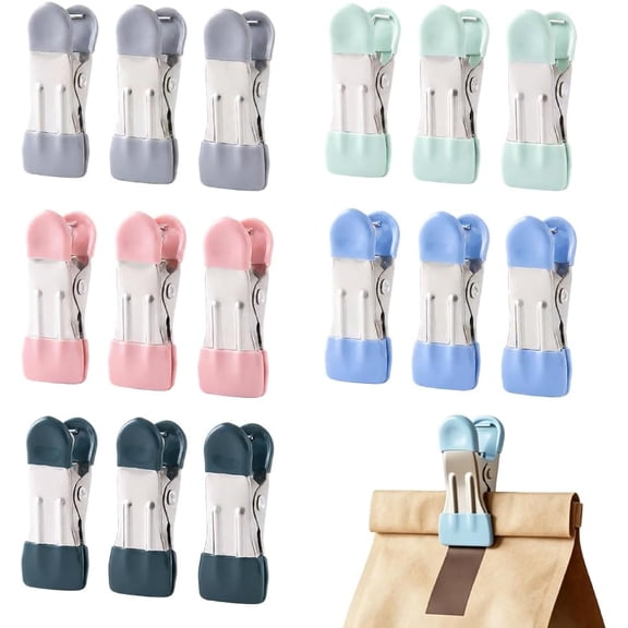 Heavy Duty Outdoor Clothes Pins 15 Pack, 2.17 Inch Multipurpose Metal Clips - Bag Clips, Clothespins, Chip Clips, Food Clips for Laundry Hanging, Kitchen Bags Sealing (15 PCS)