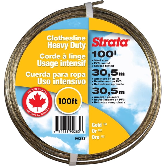 Heavy Duty Outdoor Clothesline for Drying Clothes, Linen & Laundry Items  100 FT Rustproof, Stretch-Resistant with Gold PVC Coating, 455KG Load Capacity Outdoor Clothes Line for Home