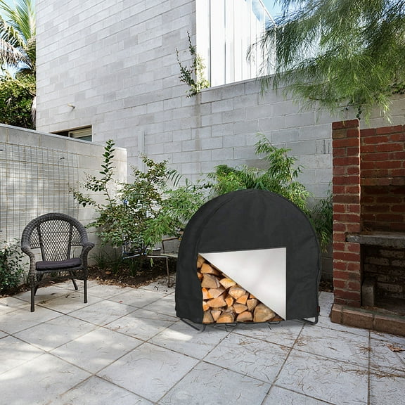Heavy Duty Outdoor Firewood Log Rack Cover with Openable Front Flap, Weatherproof Fabric, Anti-Wind Design, 2 Sizes (S: 39"x24"x40", L: 48"x24"x48")