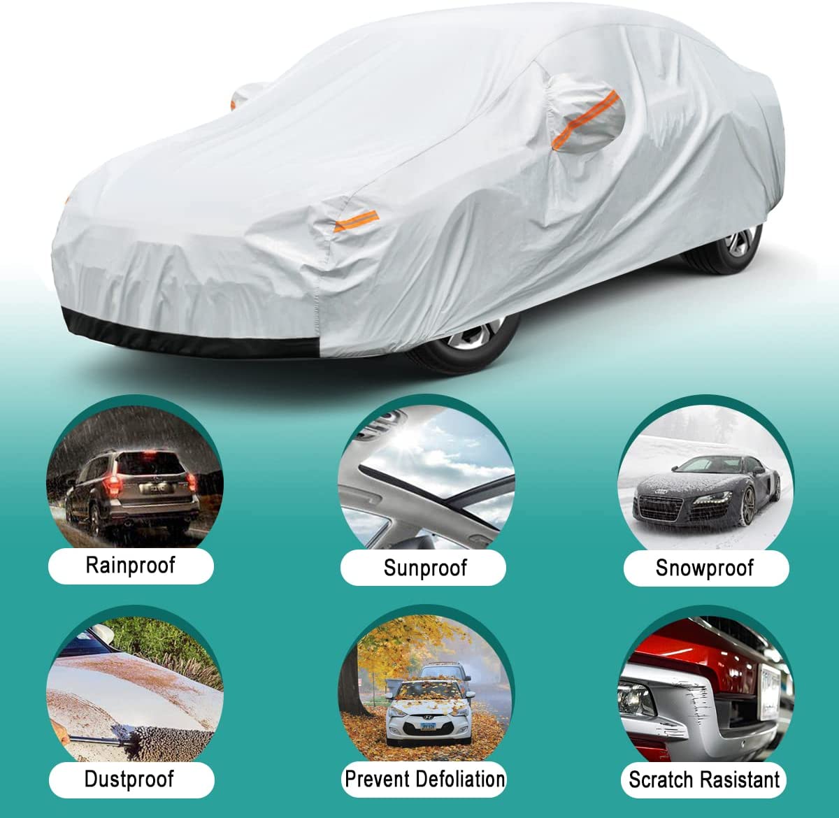 Heavy Duty Outdoor Full Car Cover 100 Waterproof Protect Fit 15 16FT 