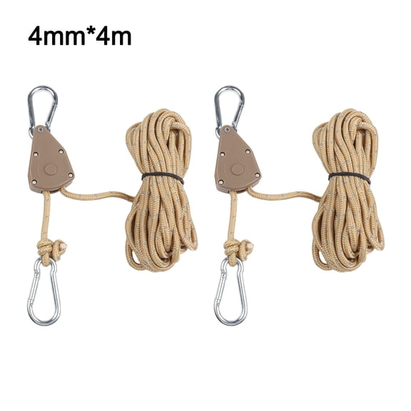 Heavy Duty Outdoor Pulley Adjuster 2Pcs With Reflective Rope 4Mm And 6Mm