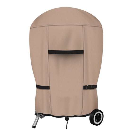 Patio Gas Grill Cover Round, Heavy Duty Waterproof BBQ Cover for Outdoor Grills, Tear and UV Resistant, Beige, 23"Dia x 32"H