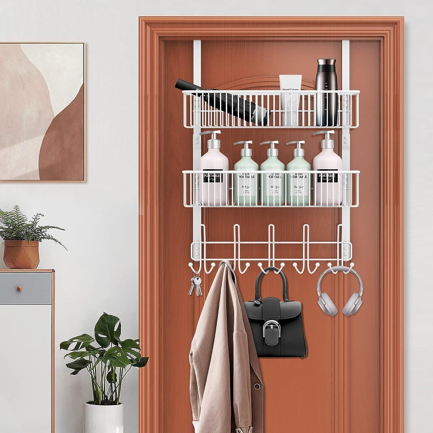 Heavy Duty Over the Door Pantry Organizer Hanging Storage Rack 2 Baskets