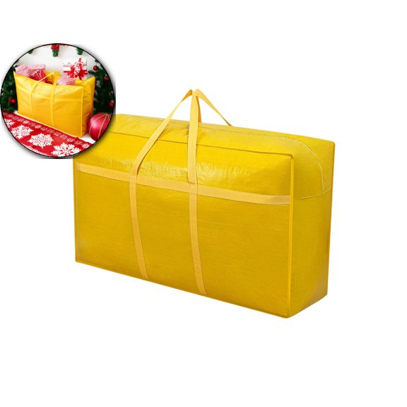 Heavy Duty Oversized Storage Bag with Reinforced Handles, Double Zipper, Polyester, 31.5x19.69", Yellow