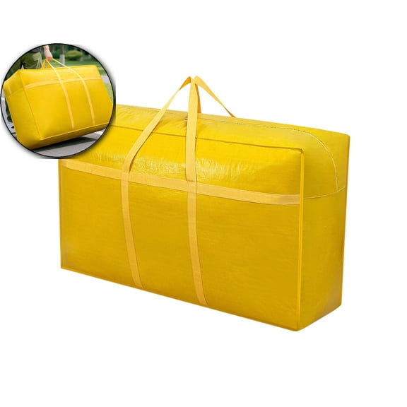 Heavy Duty Oversized Storage Bag with Reinforced Handles, Double Zipper, Polyester, 39.37x23.62", Yellow