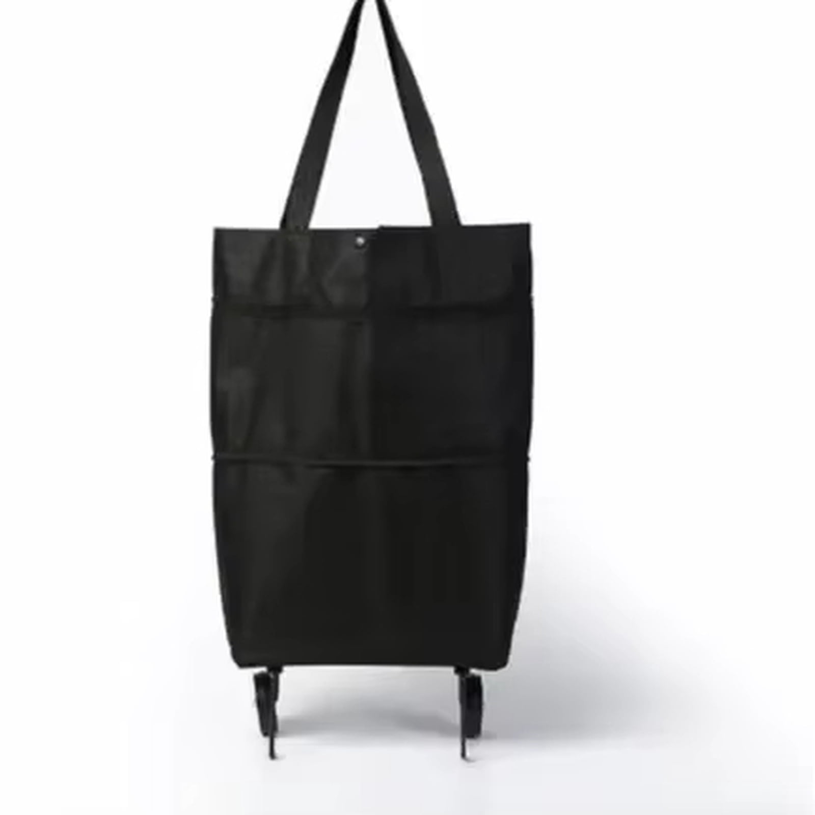 Heavy Duty Oxford Cloth Foldable Shopping Cart with Wheels, Portable Grocery Trolley Bag for Market Errands, Home Organization, Front Door Wreaths Black