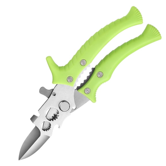 Heavy Duty Oyster Shucker & Seafood Scissors, Professional 3Cr13 Stainless Steel Shellfish Opener with Rubber Grip, Multi-Functional Snail Tail Cutter, Nutcracker & Bottle Opener in Deep Sage and red