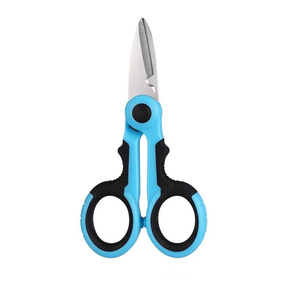 Heavy Duty PE Fishing Line Scissors Card Packaging Set, Sharp Non-slip Portable Cutting Shears, Fishing Scissors Fishing Scissors，For Cut Electrical Wire Iron Wires Meat Poultry Chicken-(Sky Blue)
