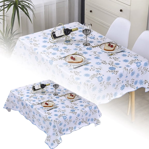 Heavy Duty PEVA Tablecloth 72x54 Inch - Waterproof Oil-Proof Table Cover, Wipeable Stain-Resistant for Indoor Outdoor Dining Kitchen Party Decor