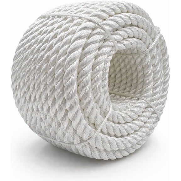 Heavy Duty PP/Polyester/Nylon Rope, Weather-Resistant & Waterproof Rope for Pool, Marine, Camping, Household Use, Construction & Rigging Applications (White, 5/16in X 98FT)