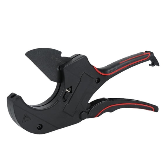 Heavy Duty PVC Cutter Ratchet Plastic Cutting Tool For PEX CPVC PVC Hoses Replaceable Blade Shock Grip For Plumbing DIY Projects Durable Aluminum Build Effortless Cutting up to,Black