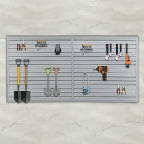 Heavy Duty PVC Slatwall Garage Organizer, Section with 10 Panels, Industrial Strength Storage, Charcoal Dark Grey Color, Wall Mounted Tool Rack System